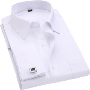 Men's French Cufflinks Business Dress Shirts Long Sleeves