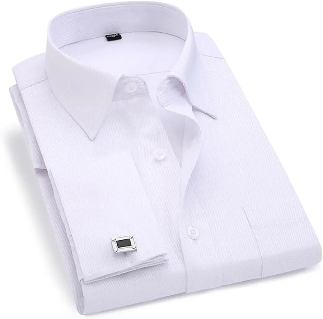 Men's French Cufflinks Business Dress Shirts Long Sleeves