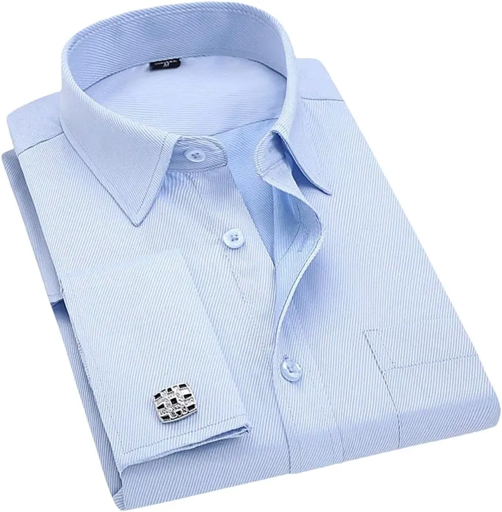Men's French Cufflinks Business Dress Shirts Long Sleeves