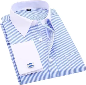 Men's French Cufflinks Business Dress Shirts Long Sleeves