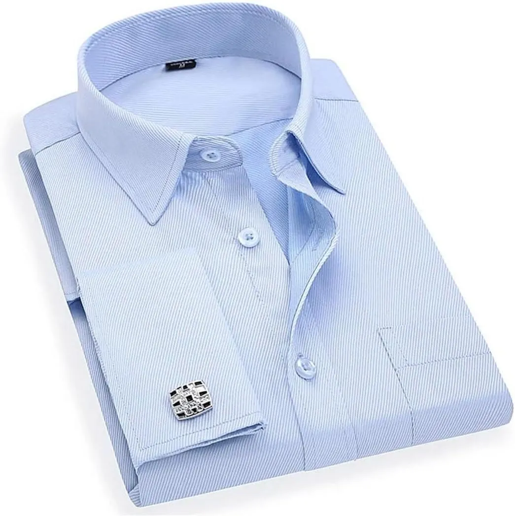 Men's French Cufflinks Business Dress Shirts Long Sleeves