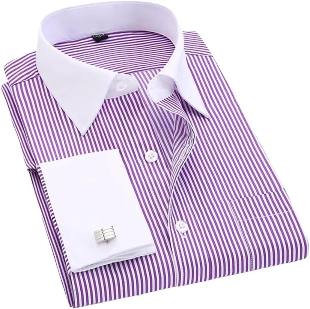 Men's French Cufflinks Business Dress Shirts Long Sleeves