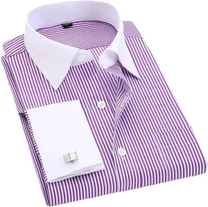 Men's French Cufflinks Business Dress Shirts Long Sleeves