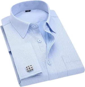 Men's French Cufflinks Business Dress Shirts Long Sleeves