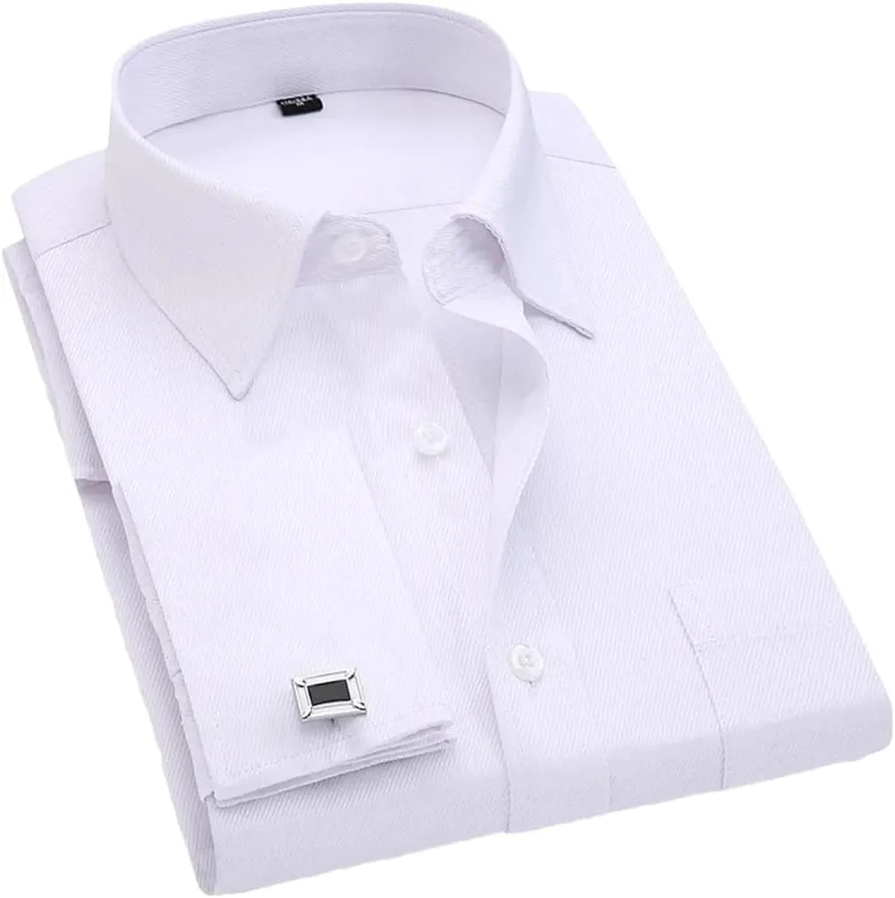 Men's French Cufflinks Business Dress Shirts Long Sleeves
