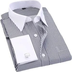Men's French Cufflinks Business Dress Shirts Long Sleeves