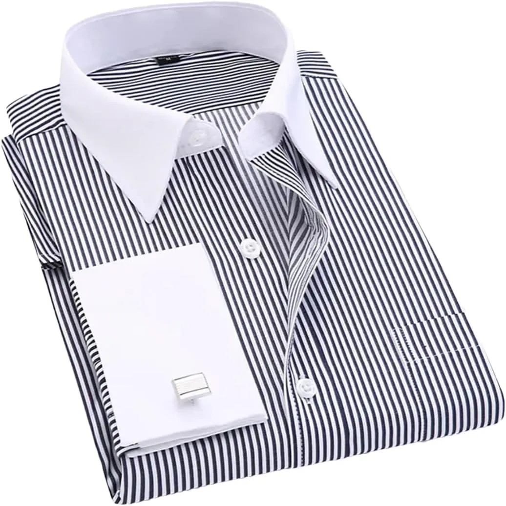 Men's French Cufflinks Business Dress Shirts Long Sleeves