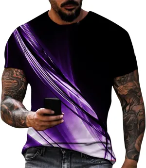 Mens Graphic T-Shirts Funny Digital Print Short Sleeve Shirts Slim Fit Graphic Summer Y2K Shirt Crewneck Western Tops