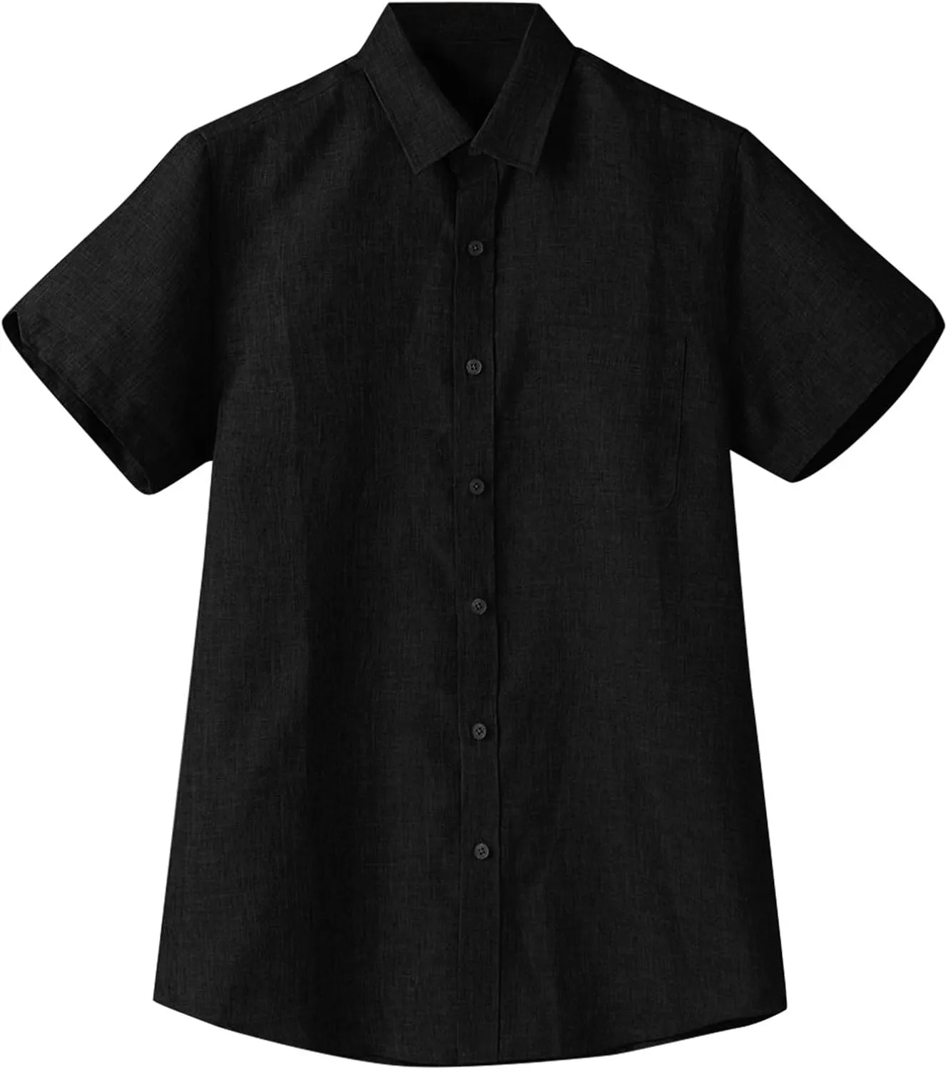 Mens Hawaiian Shirts Short Sleeve Cotton Lined Button Down Shirt Summer Solid T Shirts Beach Collared Tops with Pocket