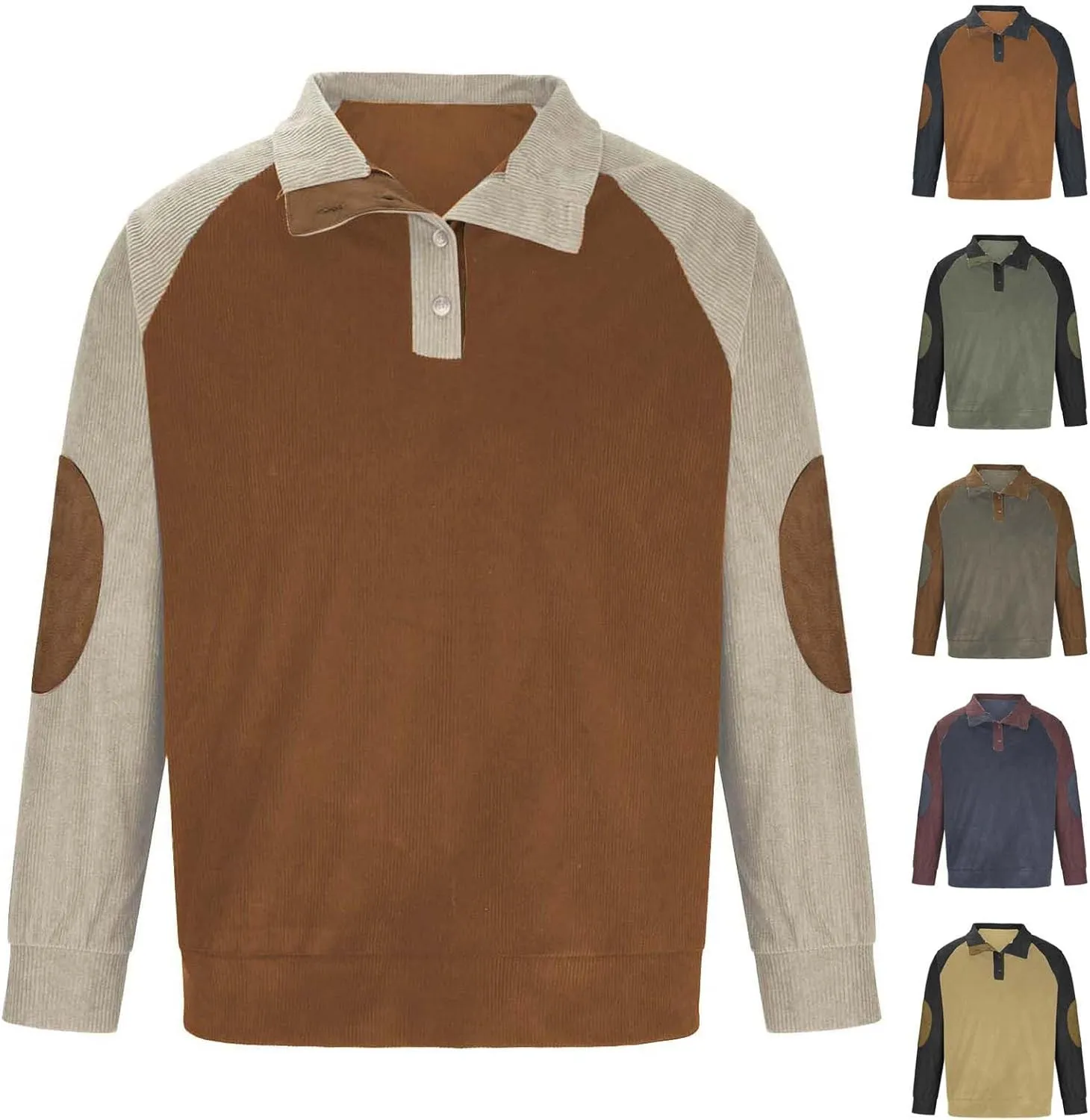 Men's Jumpers 1/4 Button Down Winter Warm Knit Polo Neck Pullover Tops Long Sleeve Soft Cozy Solid Knitwear Sweaters