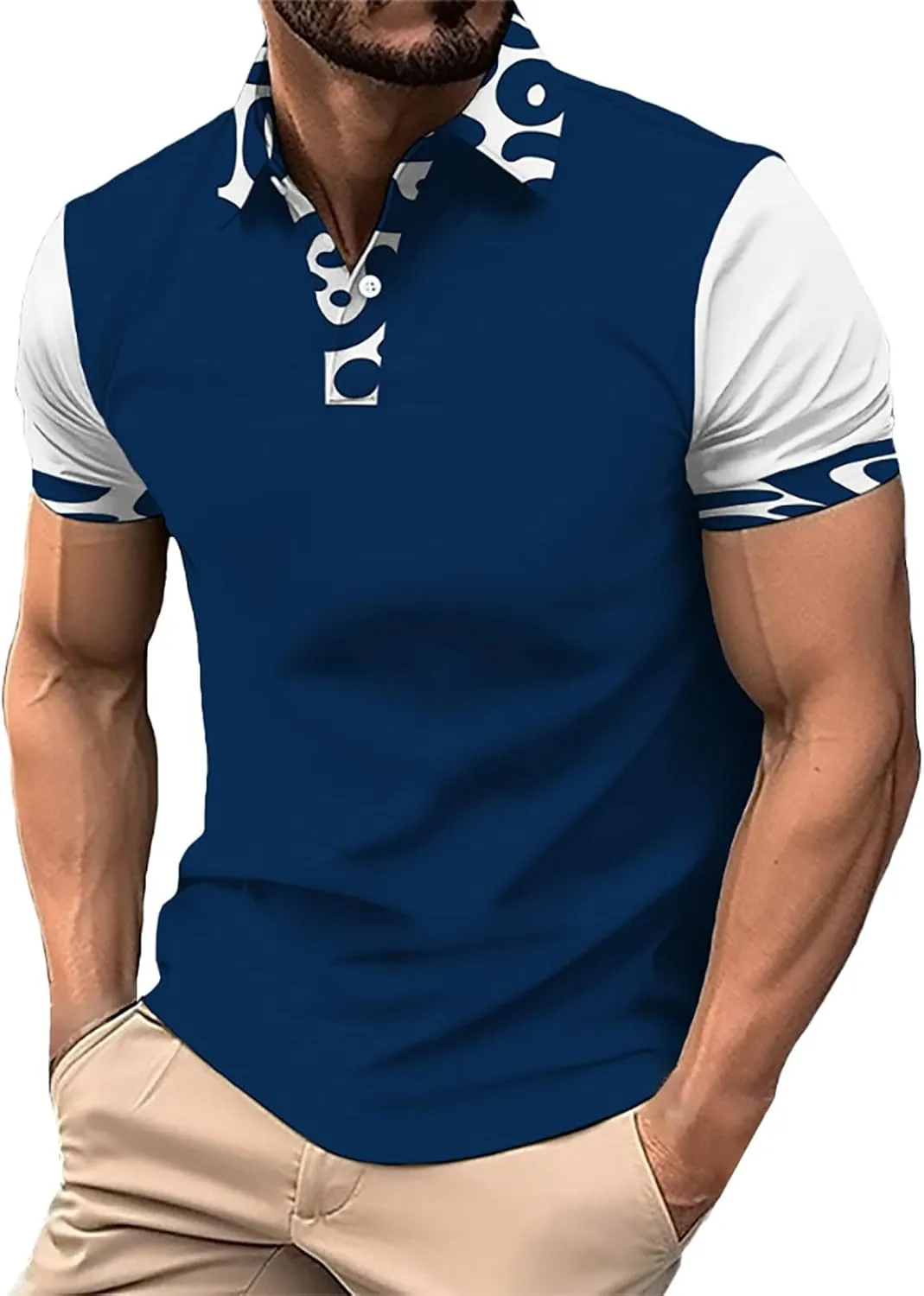 Men's Knit Polo Shirts Collar Solid Color Button Short Sleeve Top Fashion Leisure Outdoor Shirt Mens Black Tshirt