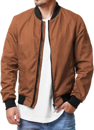 Men's Lightweight Bomber Jacket Windbreaker Softshell Varsity Jacket Coat