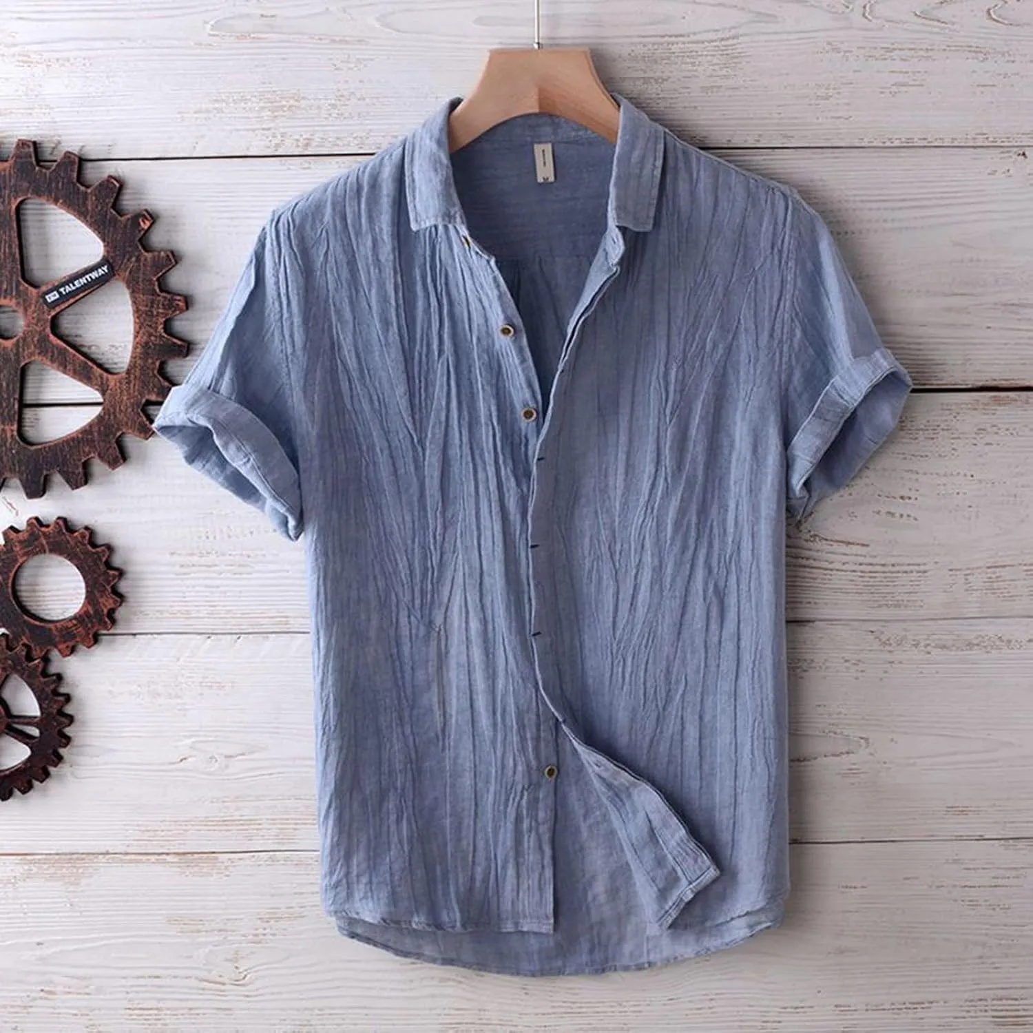 Men's Linen Shirts Short Sleeve Casual Shirts for Men Button Down Quick Dry Lightweight Vintage Summer Beach Tee