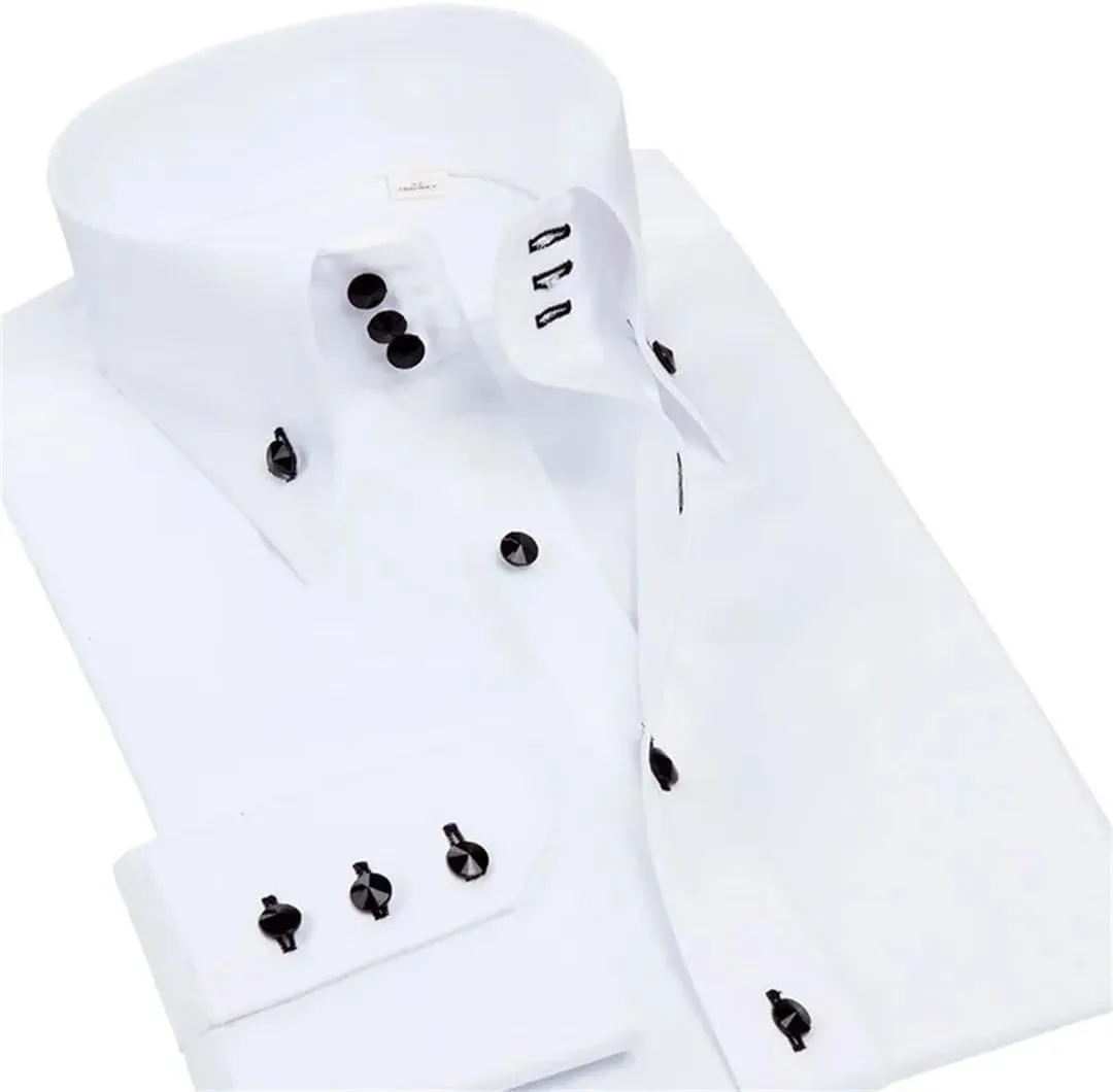 Men's Long Sleeve Crystal Button Shirt Elastic Business Slim Fit Men's Shirt