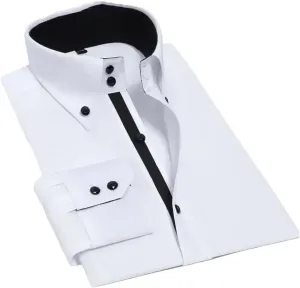 Men's Long Sleeve Crystal Button Shirt Elastic Business Slim Fit Men's Shirt