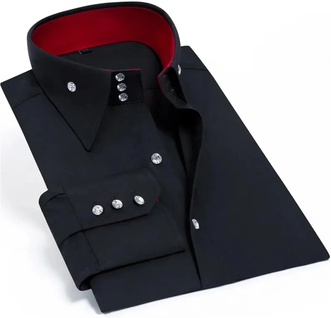 Men's Long Sleeve Crystal Button Shirt Elastic Business Slim Fit Men's Shirt