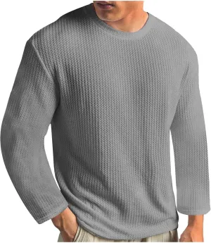 Mens Long Sleeve Shirts Casual Solid Crewneck Sweatshirt Causal Stylish Solid Gym Workout Tee Tops Pullover Shirt
