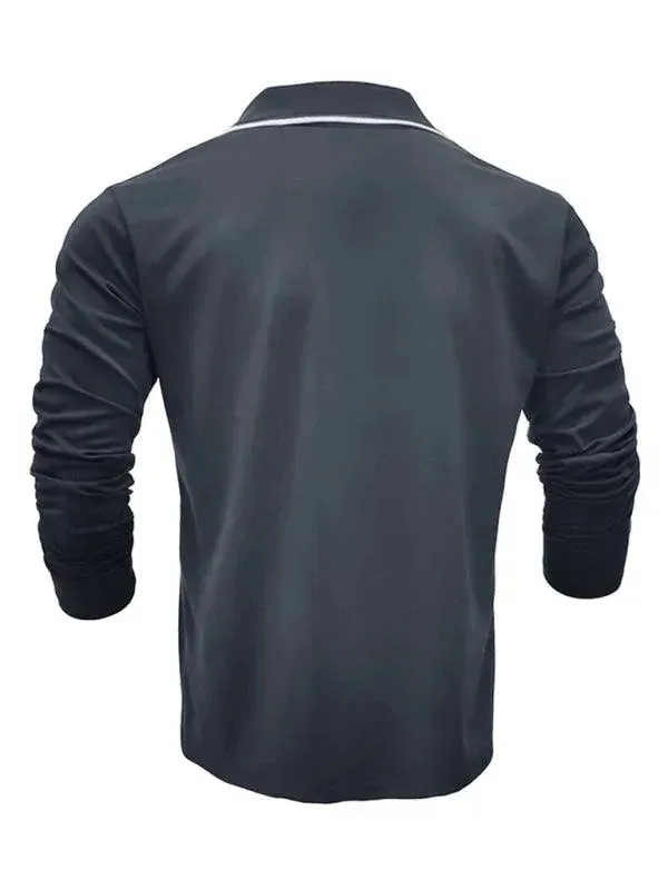 Men's Long-Sleeved V-Neck Lapel Polo Shirt