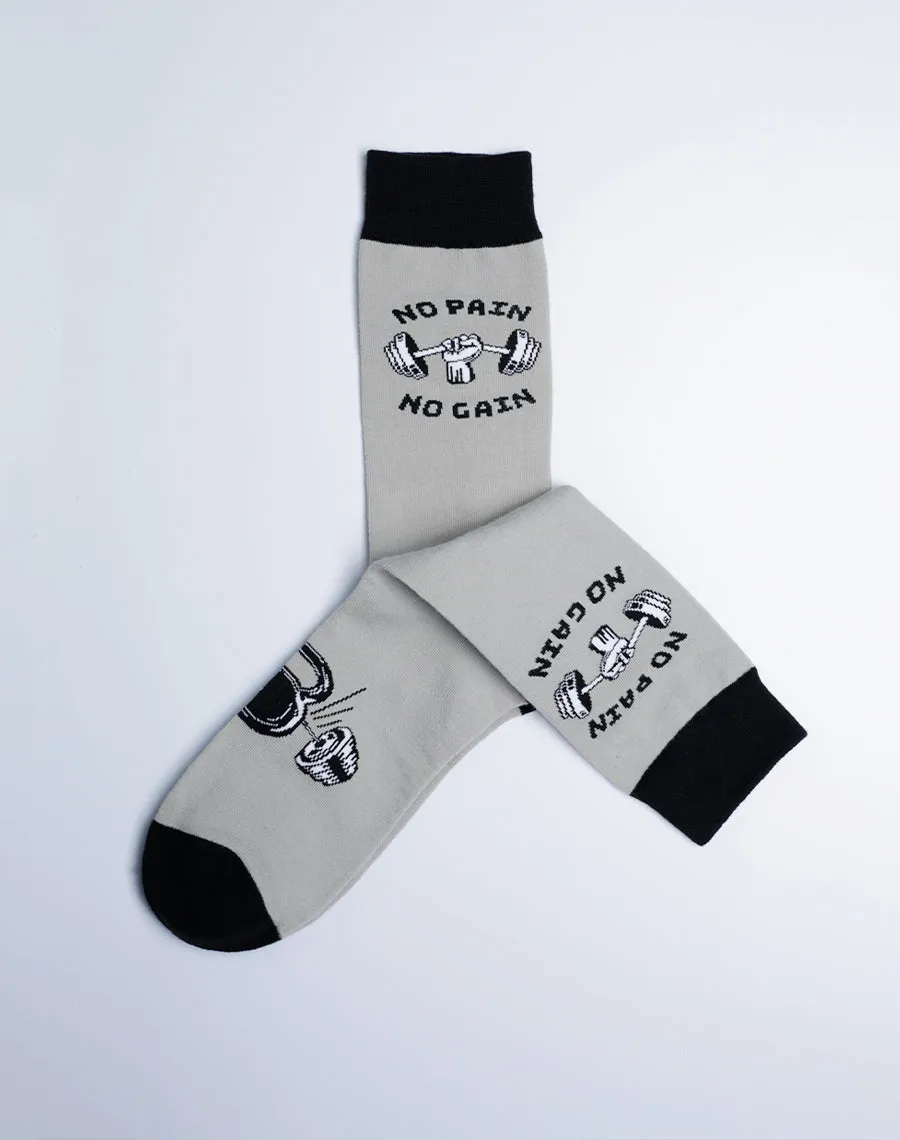 Men's No Pain No Gain Gym Crew Socks