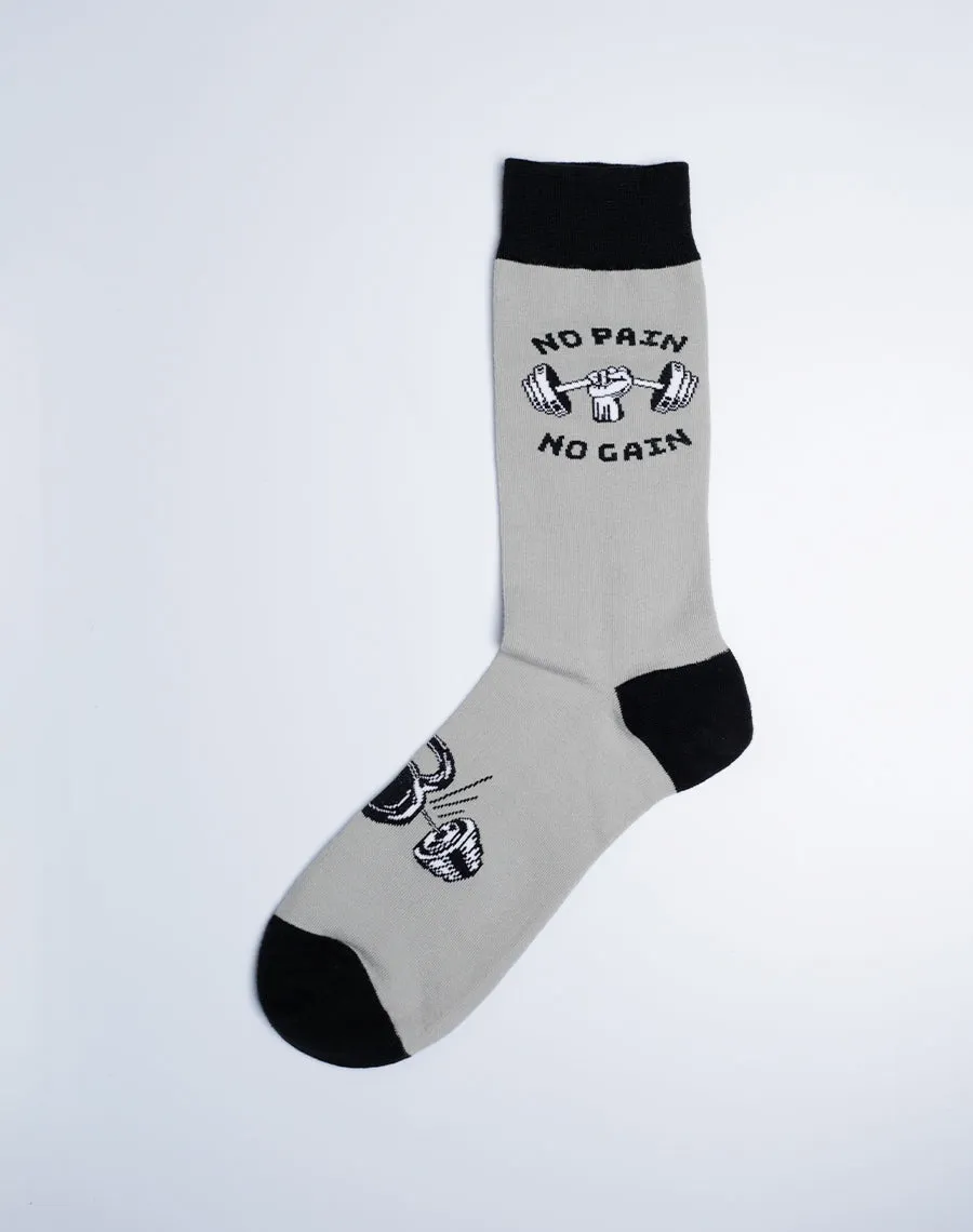 Men's No Pain No Gain Gym Crew Socks
