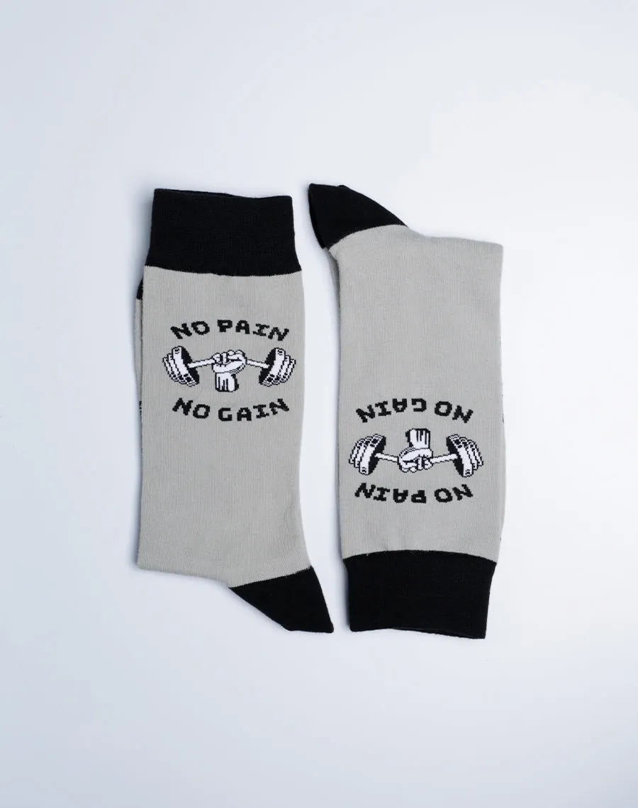 Men's No Pain No Gain Gym Crew Socks