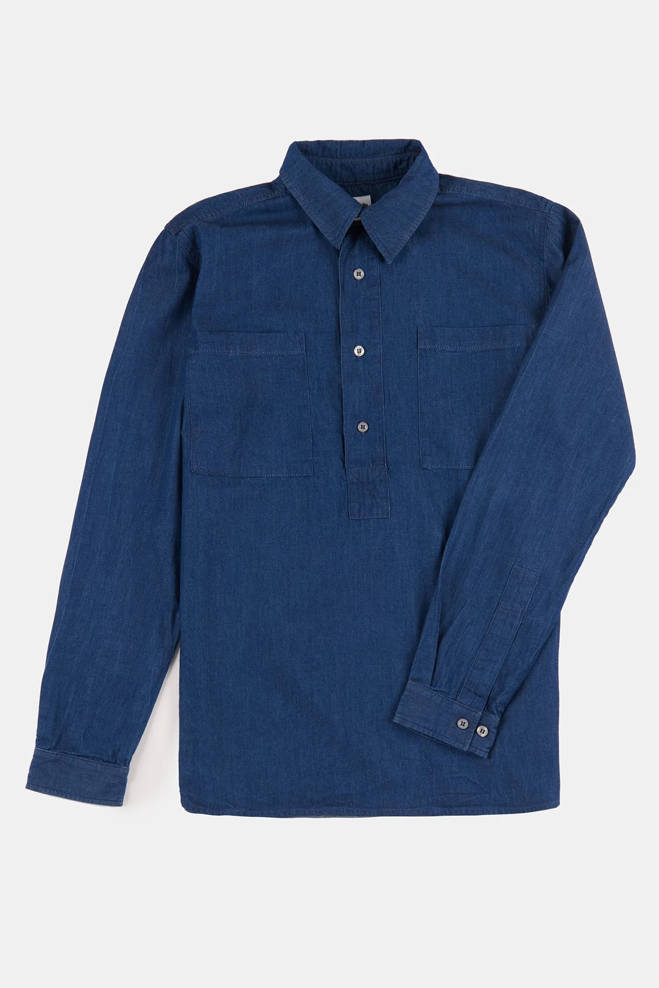 Men's Oli Half Placket Lightweight Denim Shirt - Indigo