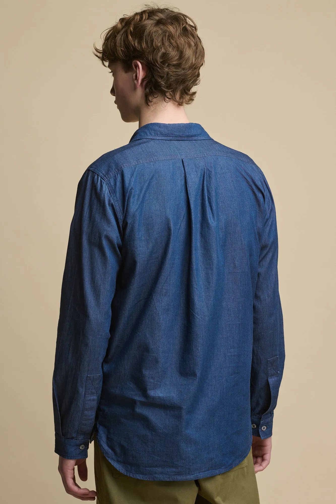 Men's Oli Half Placket Lightweight Denim Shirt - Indigo