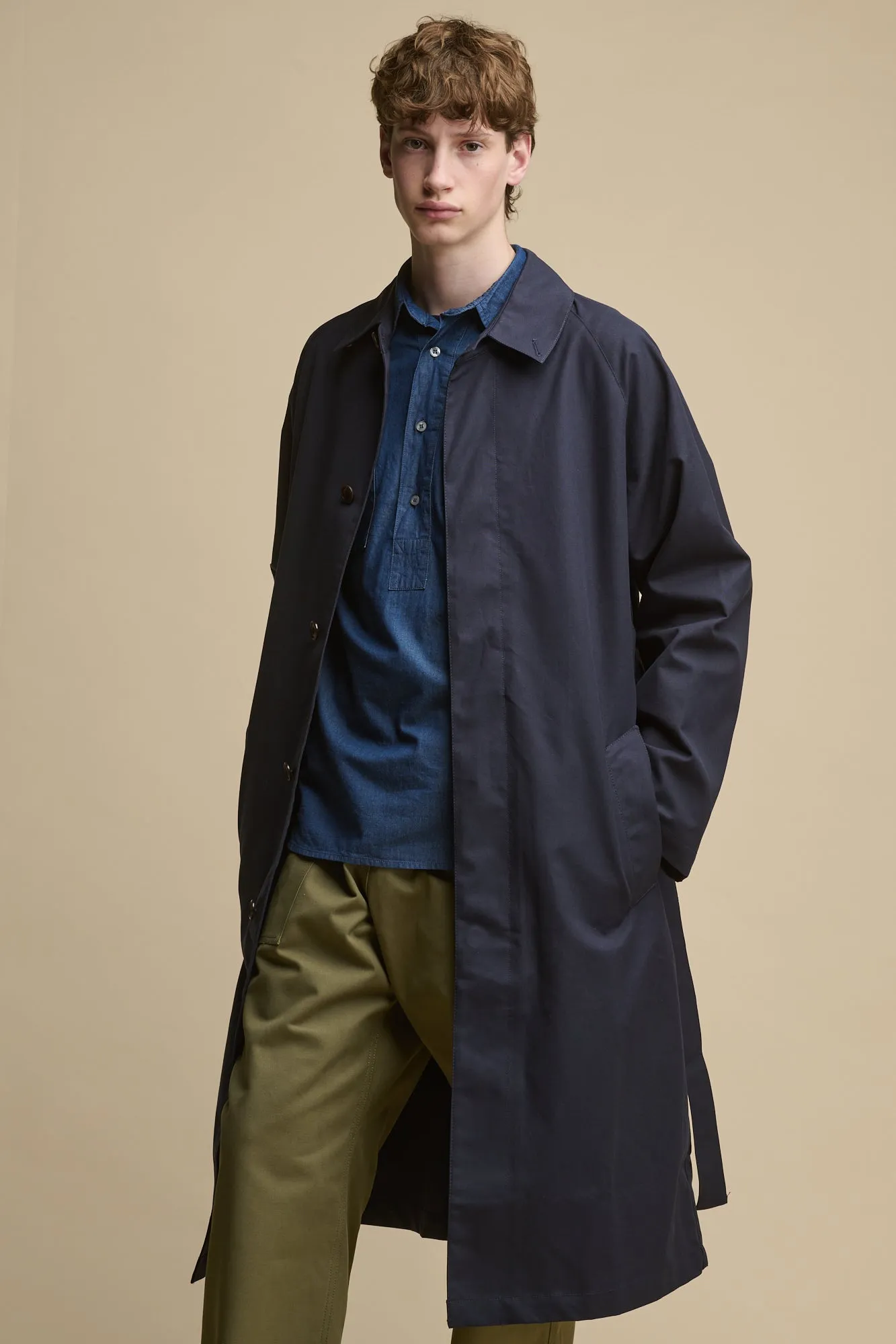 Men's Oli Half Placket Lightweight Denim Shirt - Indigo