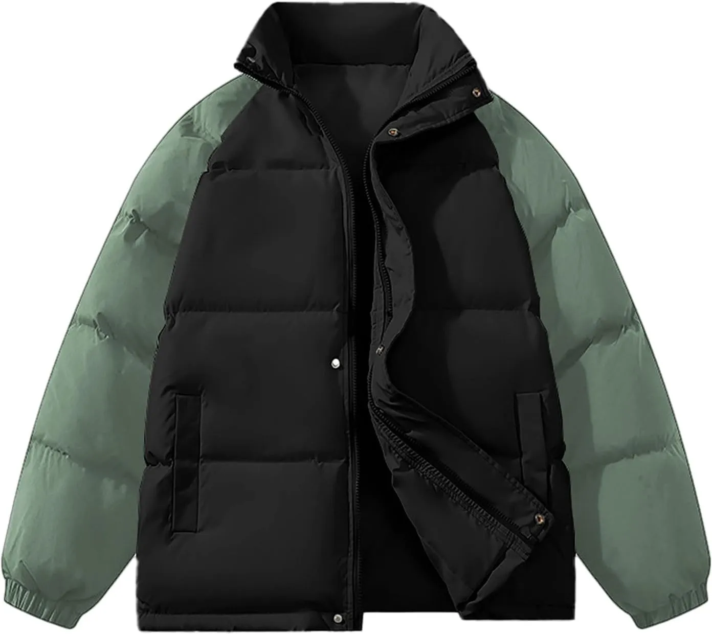 Men's Oversized Puffer Jacket Winter Warm Down Jacket Trendy Color Block Down Jacket Parka Puffy Jacket Outerwear