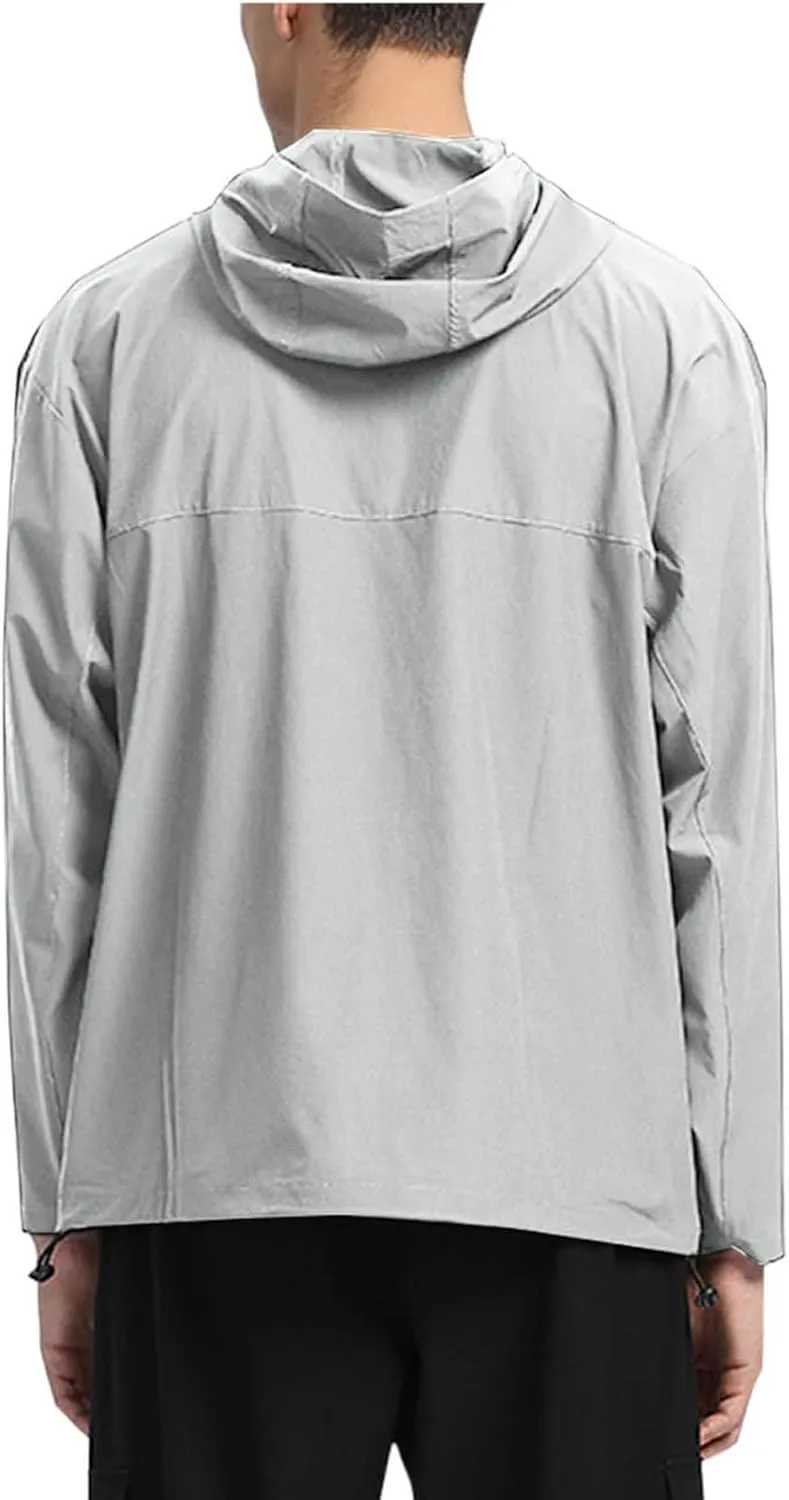 Men's Packable Rain Jackets Waterproof with Hood Lightweight Fashion Raincoat Windbreaker Outdoor Hiking Travel Coat
