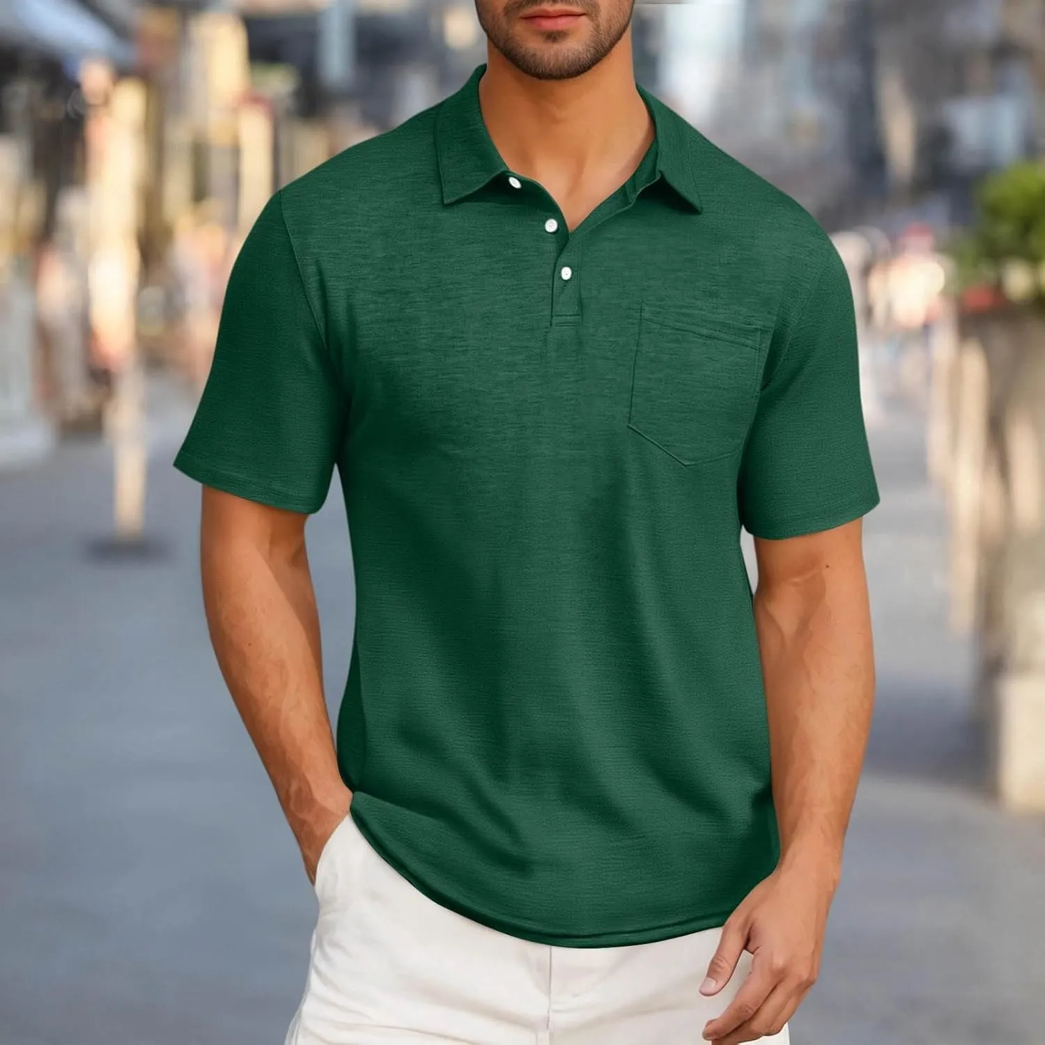 Mens Pique Polo Shirts Quick Dry Short Sleeve Golf T Shirt Summer Casual Thin Moisture Wicking Workout Athletic Tops
