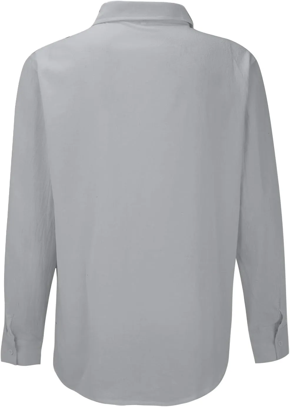 Mens Plus Size Cotton Linen Shirt with 2 Big Pockets Combat Outdoor Traveling Tops Long Sleeve Light Casual Versatile Shirts