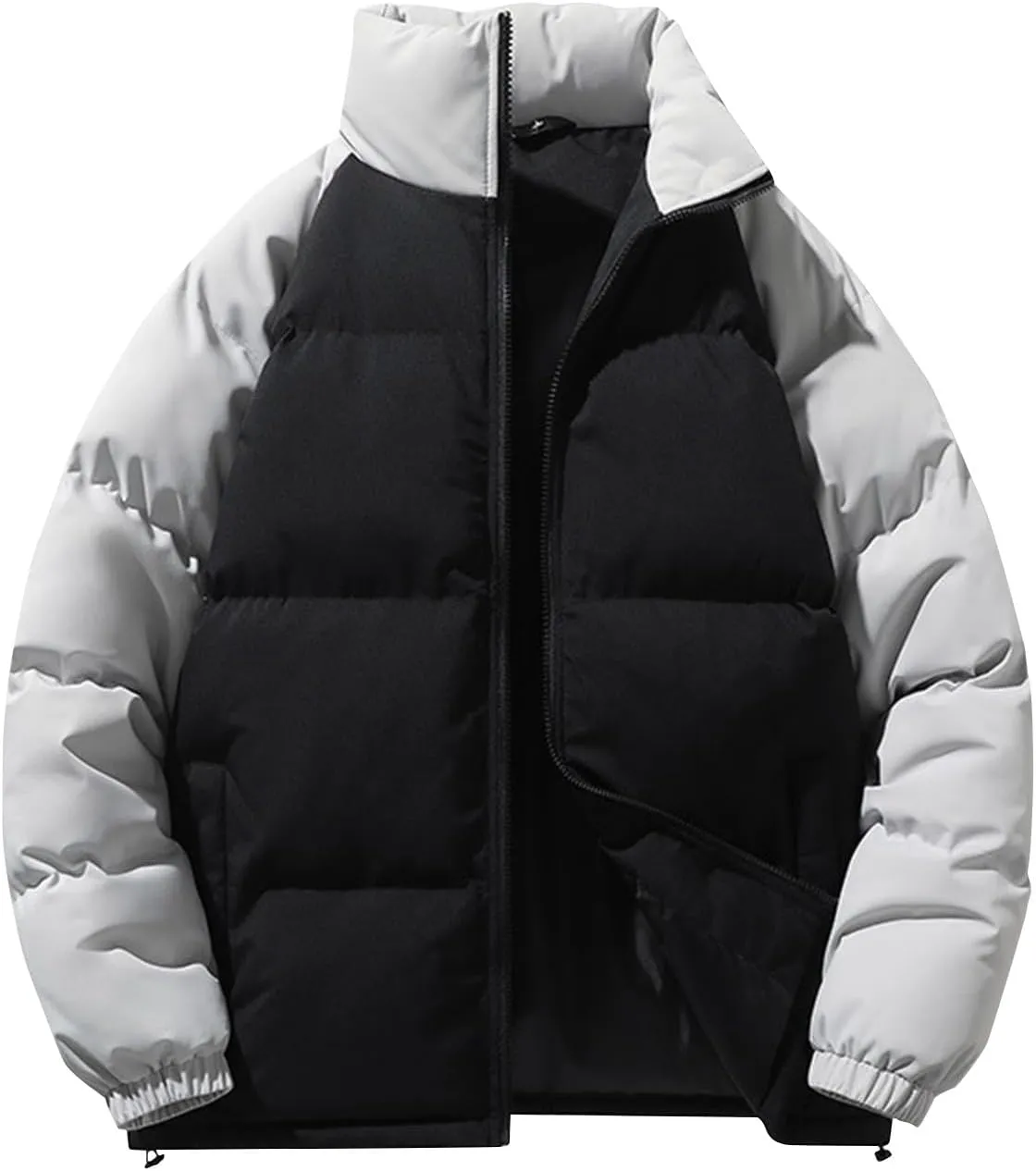 Men's Puffer Down Jacket 2024 Trendy Lightweight Puffy Jacket Full Zipper Warm Winter Down Coat Outwear with Pockets