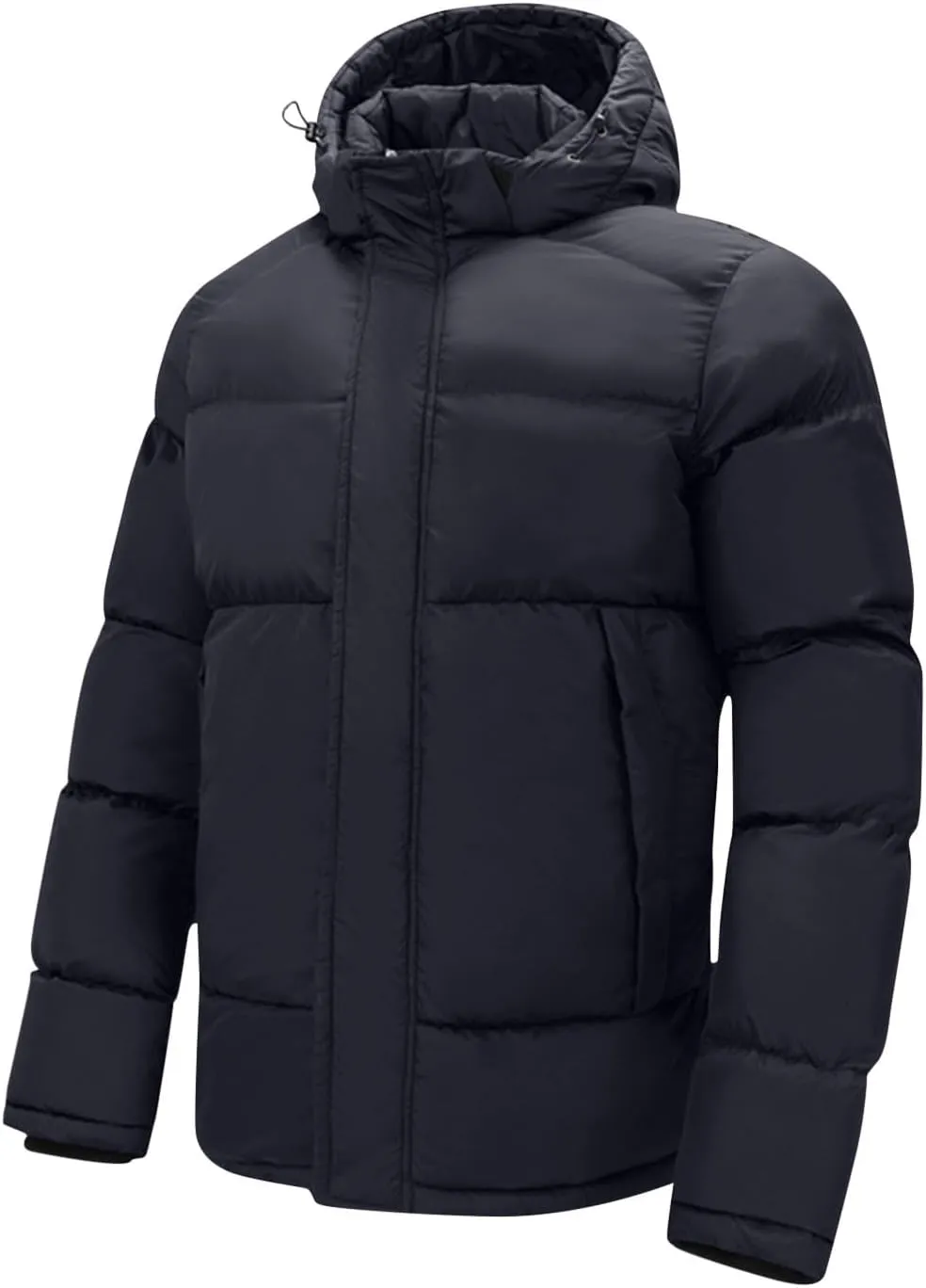 Mens Puffer Jacket with Hood Winter Thermal Puffy Jacket Lightweight Windproof Water Resistant Down Coat Outerwear