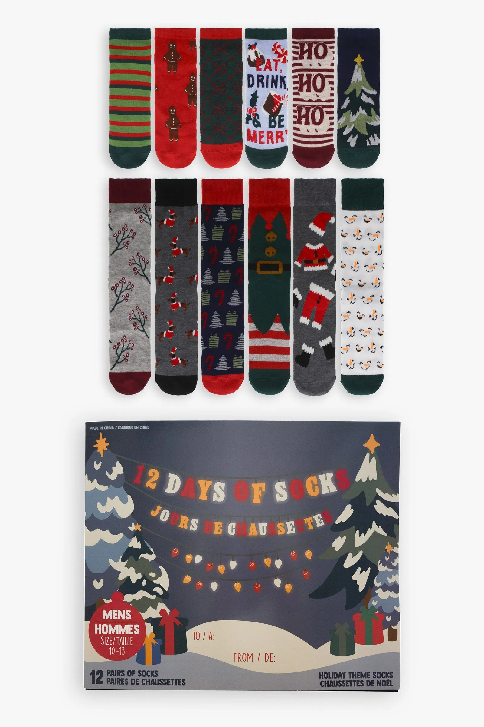 Men's "12 Days of Socks" Advent Calendar Gift Box