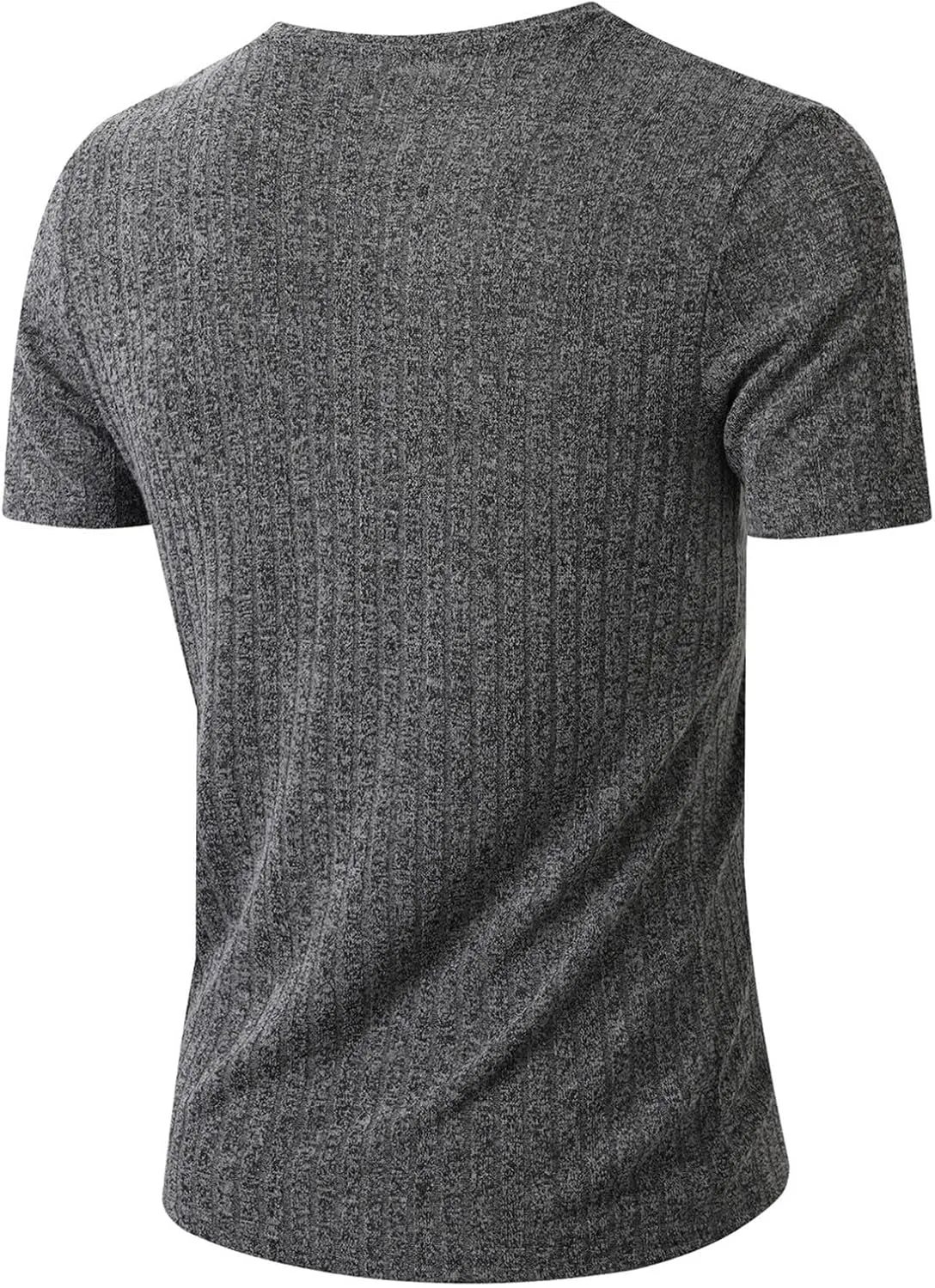 Men's Ribbed Knit T-Shirts Trendy Notched V Neck Slim Fit Muscle Shirt Athletic Bodybuilding Gym Workout Pullover Tees