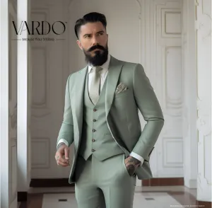 Men's Sage Green Slim Fit 3-Piece Suit - Wedding, Prom, Formal, The Rising sun store, Vardo