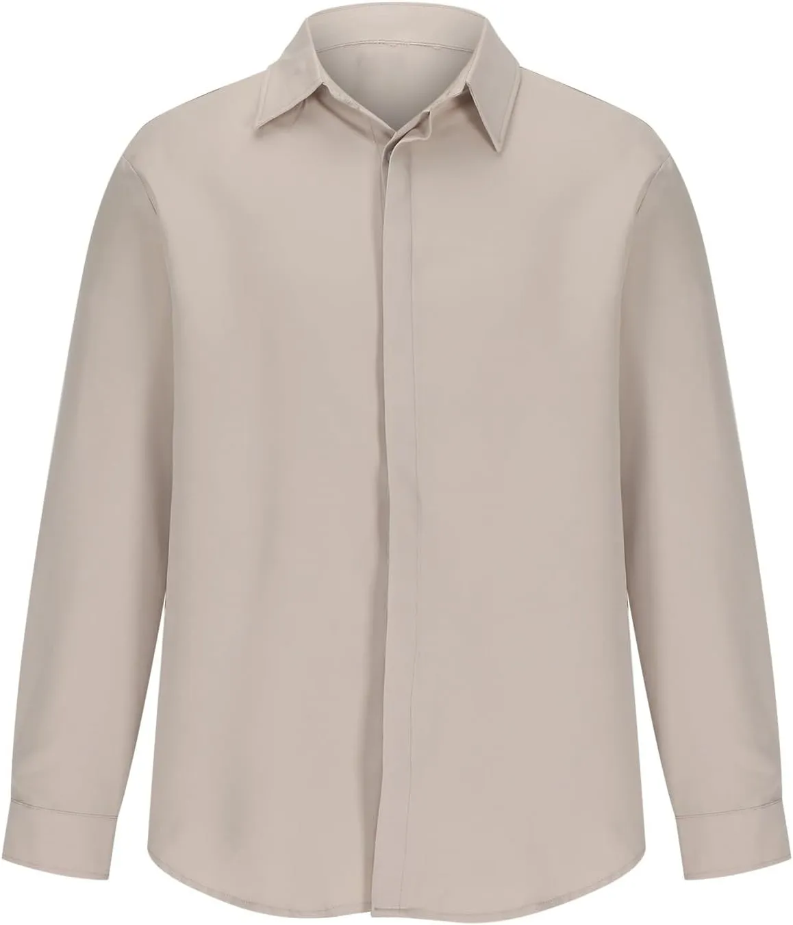 Mens Shirt Casual Lapel Solid Long Sleeves Button Down Cardigan T-Shirts Trendy Lightweight Loose Fit Relaxed Shirts