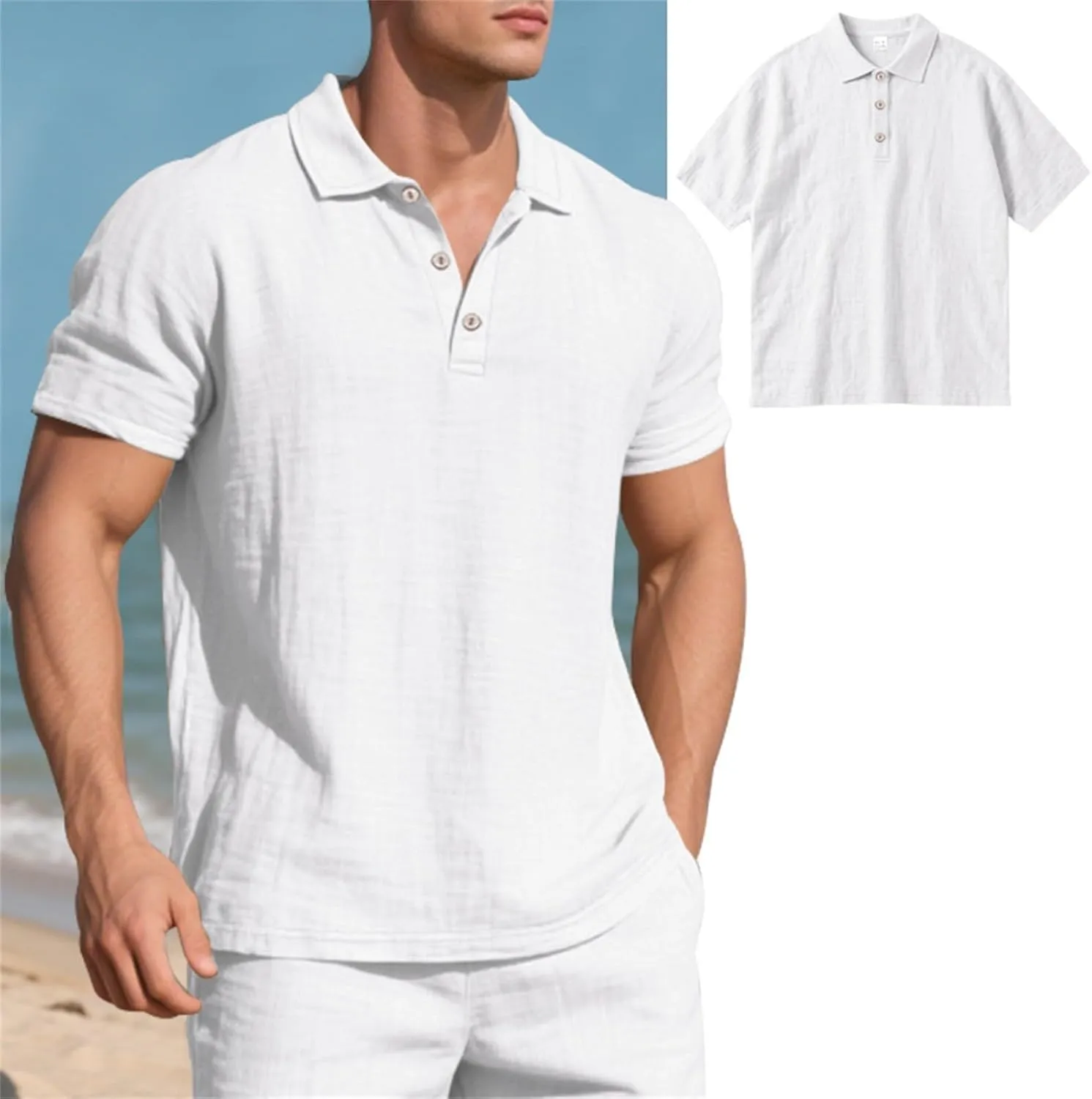 Mens Shirts Casual Stylish Cotton Linen Short Sleeve Summer Beach T Shirt Big and Tall Fashion Dry Fit Button Down Tshirts