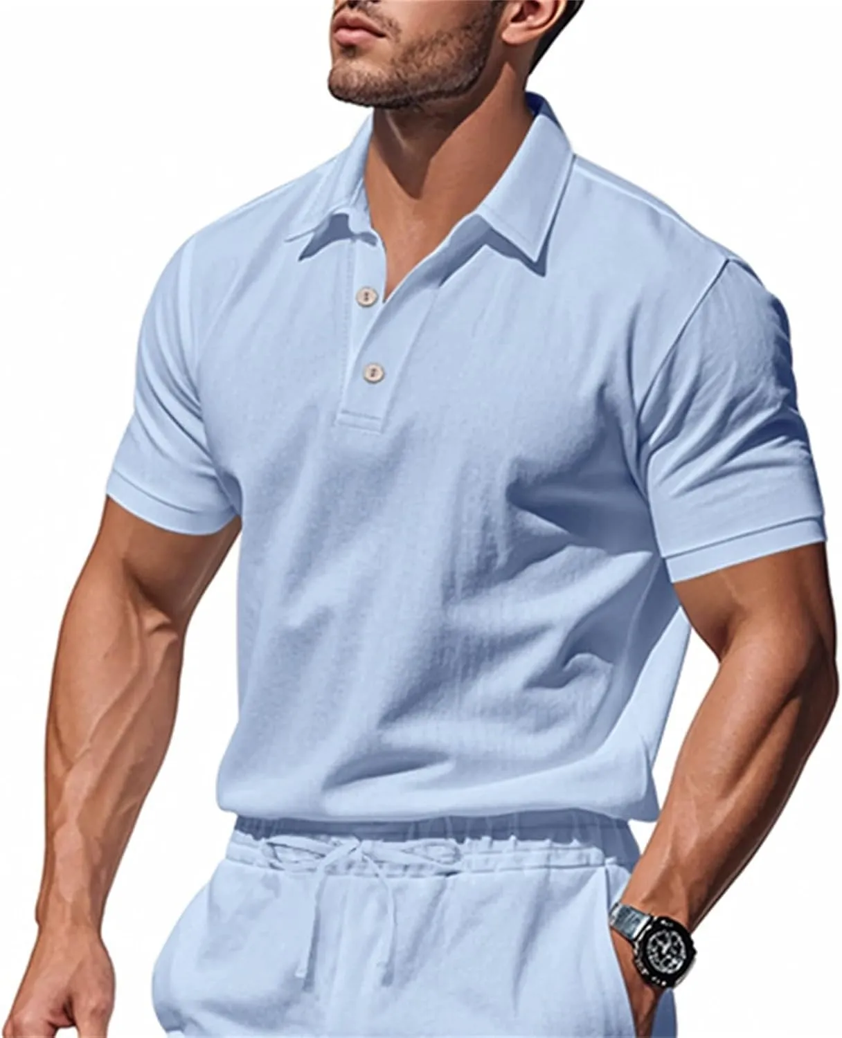 Mens Shirts Casual Stylish Cotton Linen Short Sleeve Summer Beach T Shirt Big and Tall Fashion Dry Fit Button Down Tshirts