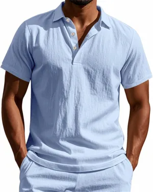 Mens Shirts Casual Stylish Cotton Linen Short Sleeve Summer Beach T Shirt Big and Tall Fashion Dry Fit Button Down Tshirts