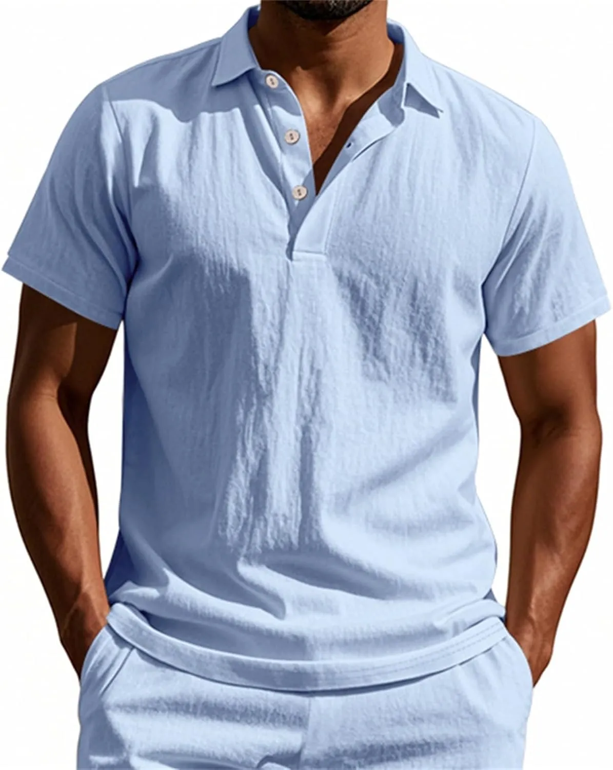 Mens Shirts Casual Stylish Cotton Linen Short Sleeve Summer Beach T Shirt Big and Tall Fashion Dry Fit Button Down Tshirts