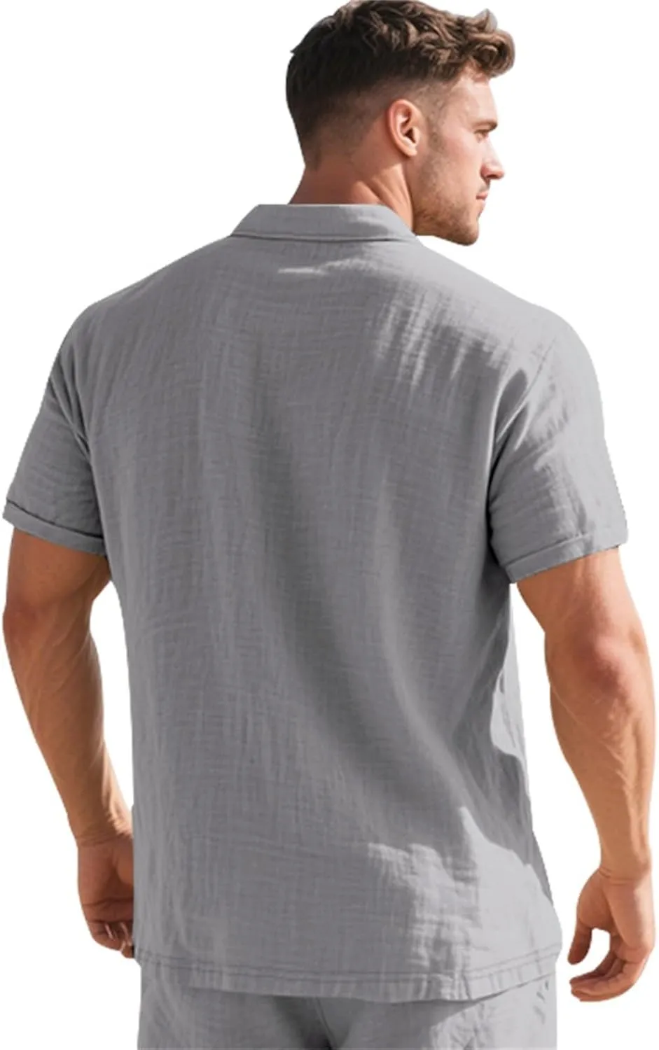 Mens Shirts Casual Stylish Cotton Linen Short Sleeve Summer Beach T Shirt Big and Tall Fashion Dry Fit Button Down Tshirts