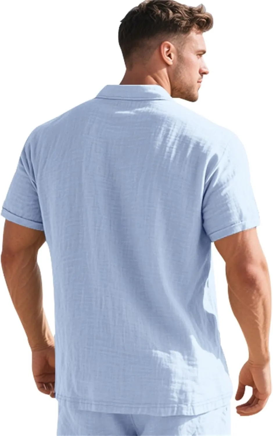 Mens Shirts Casual Stylish Cotton Linen Short Sleeve Summer Beach T Shirt Big and Tall Fashion Dry Fit Button Down Tshirts