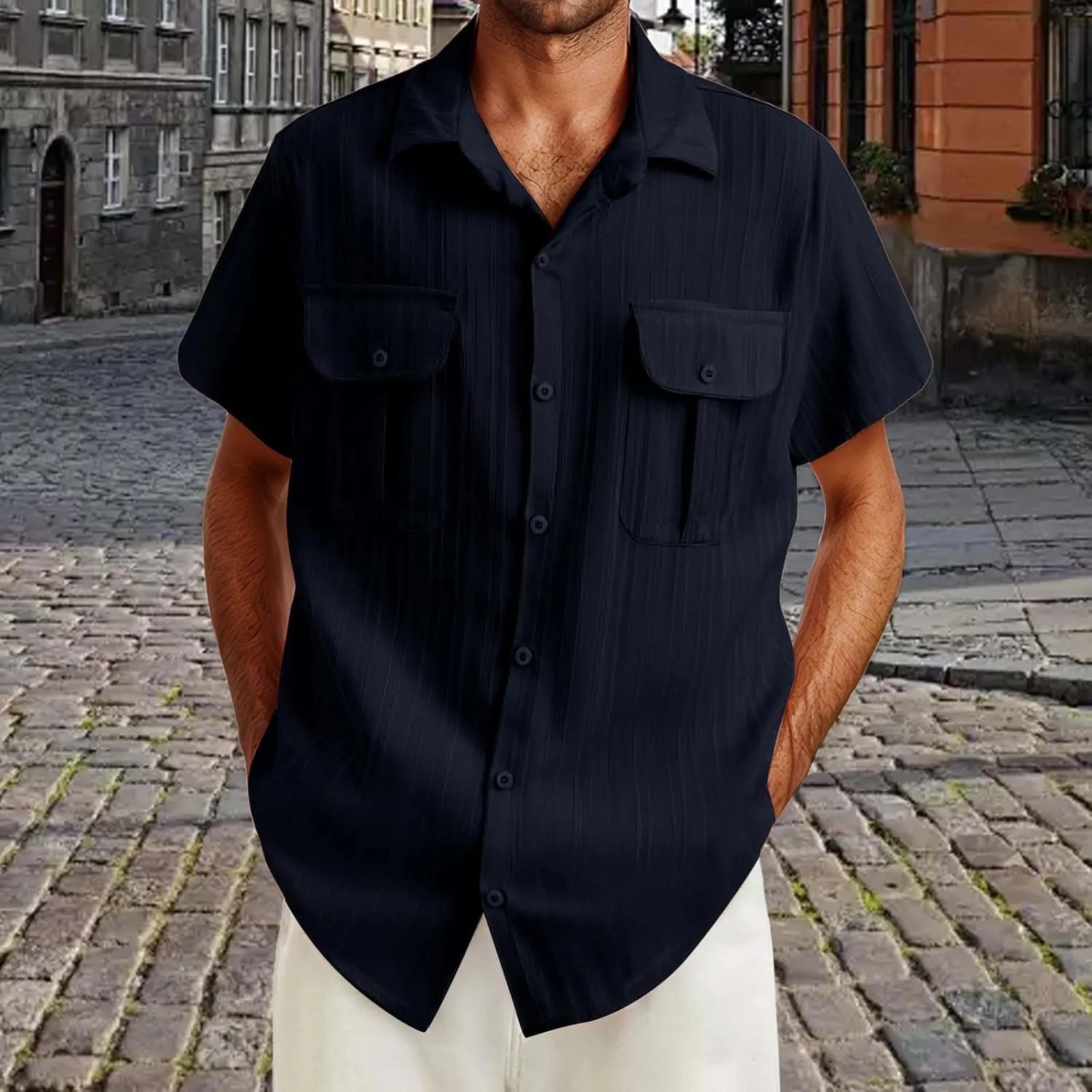 Mens Shirts Cotton Linen Casual Beach T Shirts Button Down Short Sleeve Basic Men Big and Tall Regular Fit Tops 2025 Summer