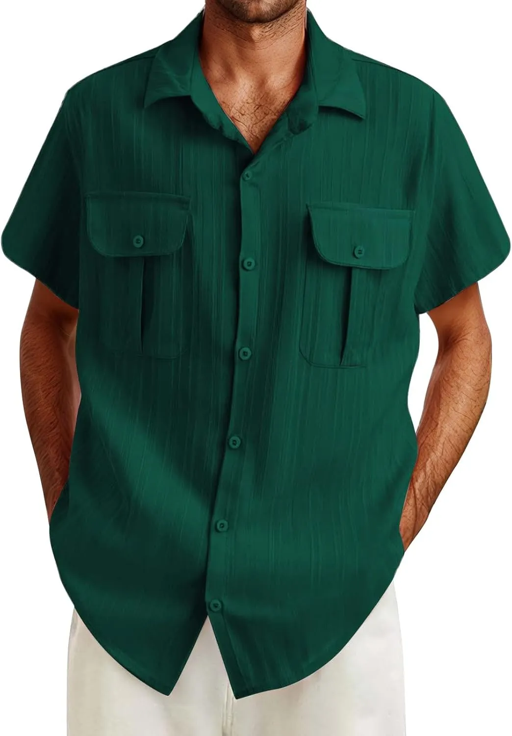 Mens Shirts Cotton Linen Casual Beach T Shirts Button Down Short Sleeve Basic Men Big and Tall Regular Fit Tops 2025 Summer