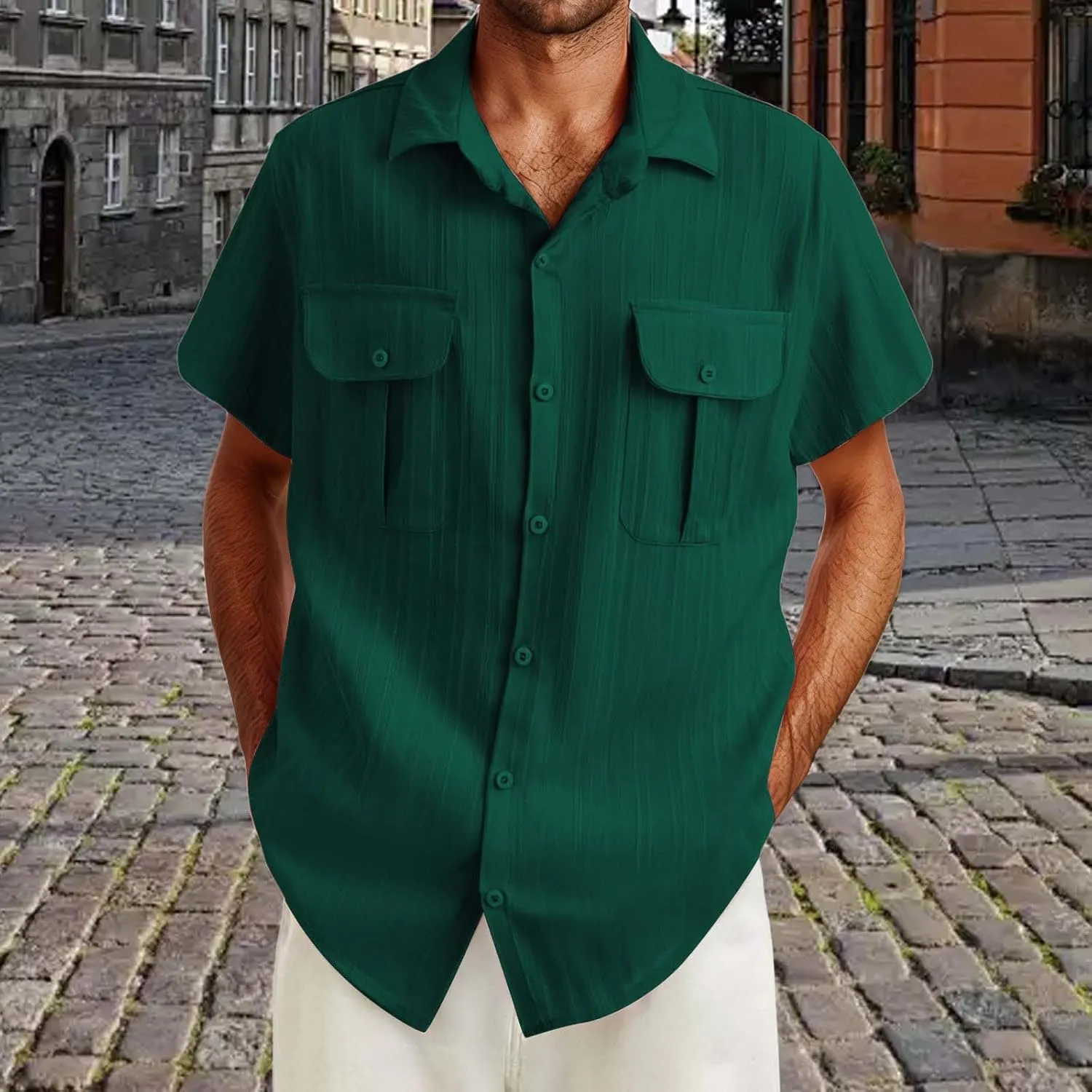 Mens Shirts Cotton Linen Casual Beach T Shirts Button Down Short Sleeve Basic Men Big and Tall Regular Fit Tops 2025 Summer