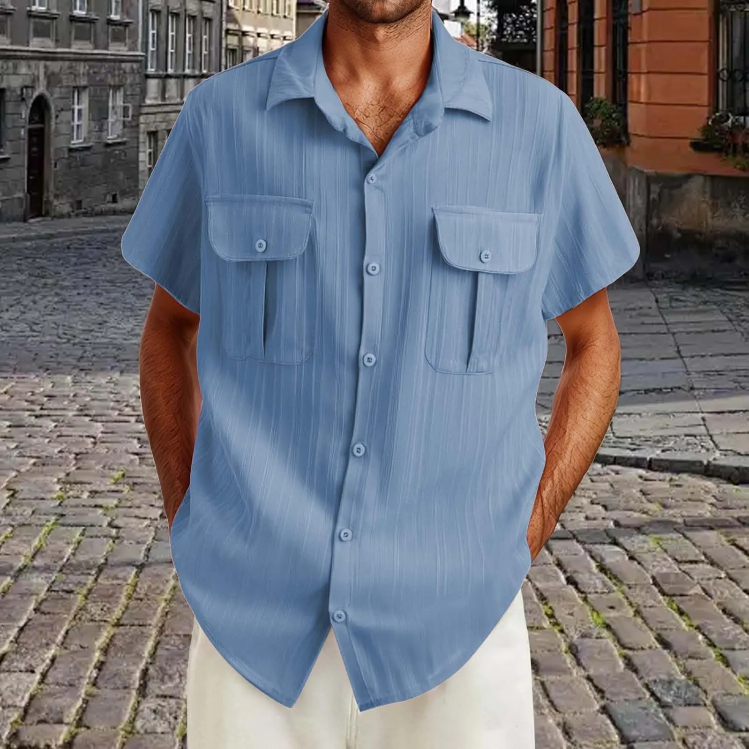 Mens Shirts Cotton Linen Casual Beach T Shirts Button Down Short Sleeve Basic Men Big and Tall Regular Fit Tops 2025 Summer