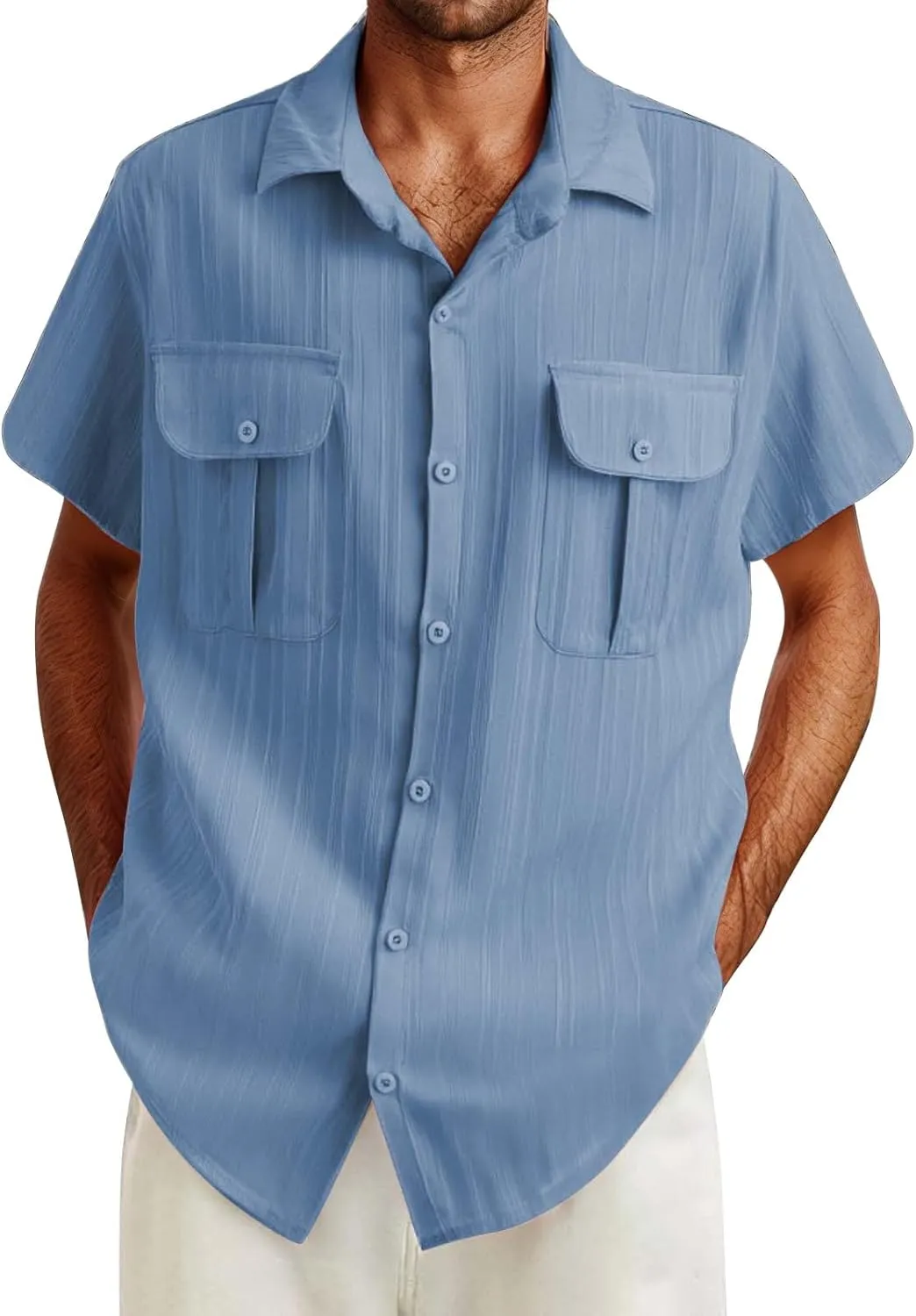 Mens Shirts Cotton Linen Casual Beach T Shirts Button Down Short Sleeve Basic Men Big and Tall Regular Fit Tops 2025 Summer