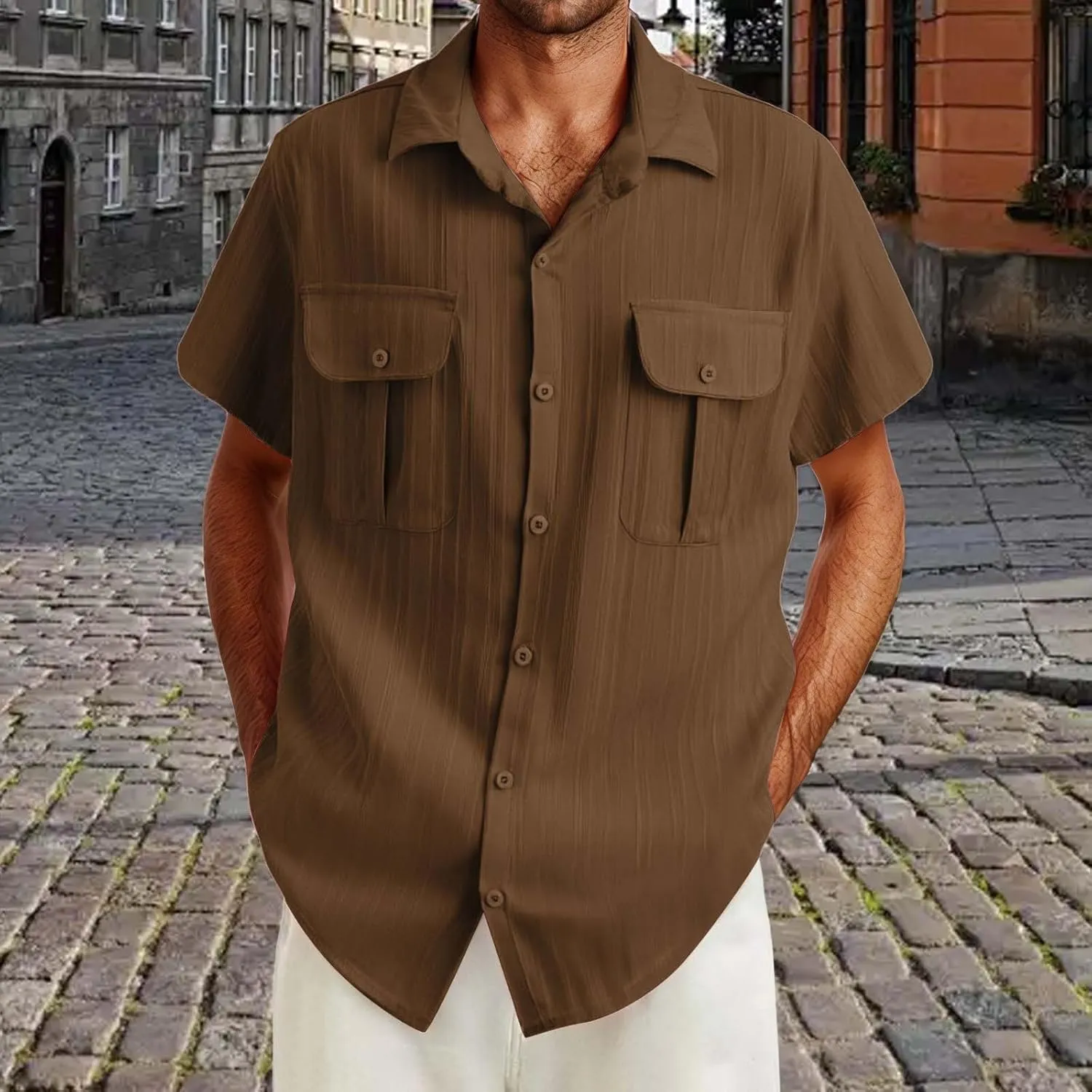 Mens Shirts Cotton Linen Casual Beach T Shirts Button Down Short Sleeve Basic Men Big and Tall Regular Fit Tops 2025 Summer